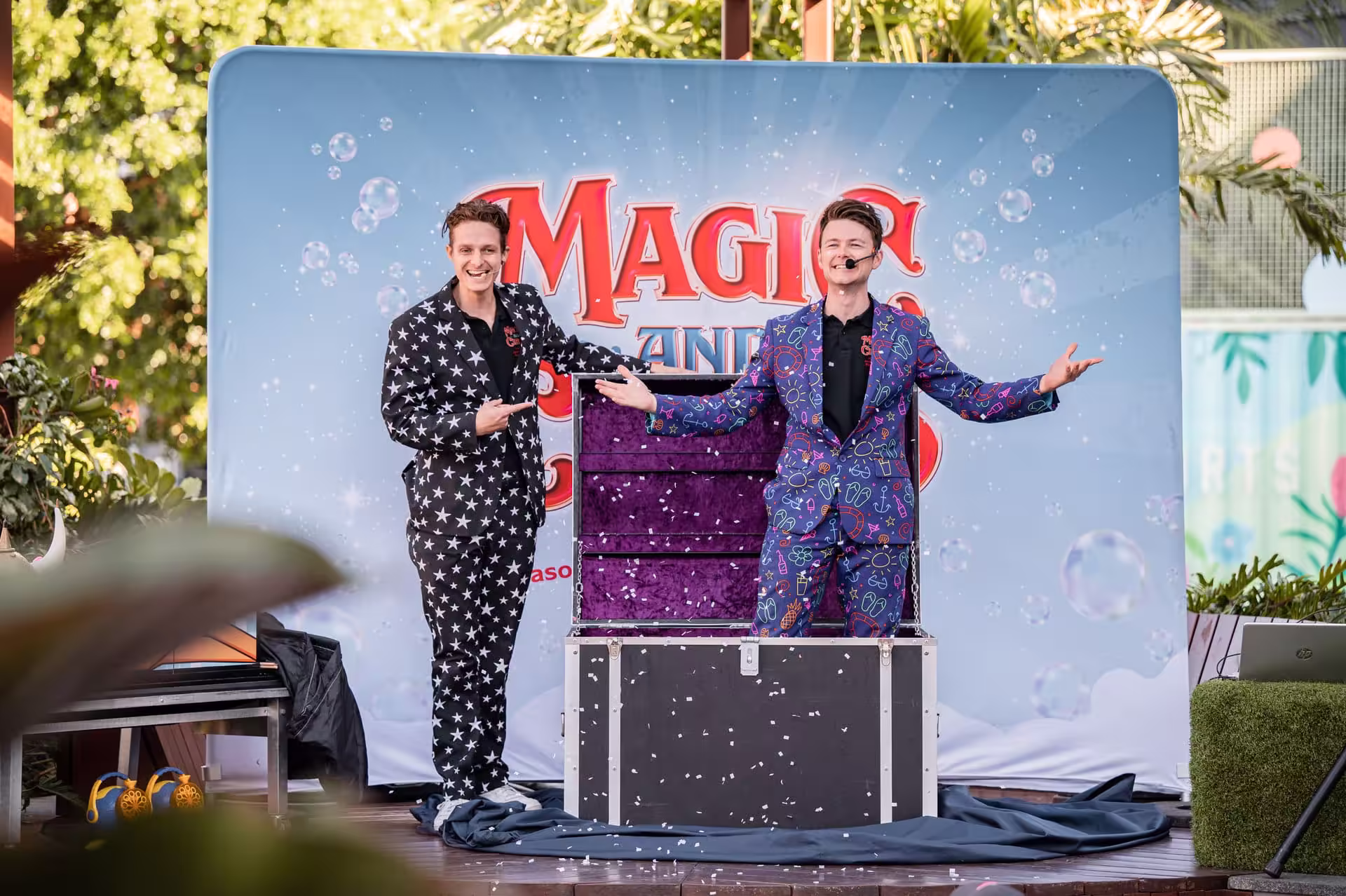 Jason Gray presenting a magic performance